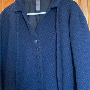 Lilith Paris Women's Blue Wool Blend Coat with Royal Blue Pattern- Lined